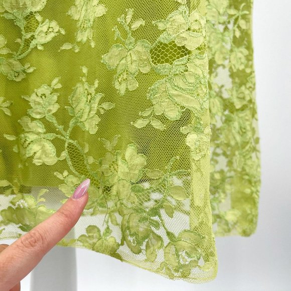 Vintage 60s Neal McClintock Chartreuse Green Lace Midi Shift Dress Womens Size M - Picture 11 of 13